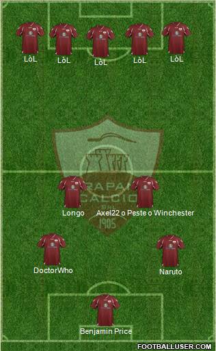 Trapani 3-5-1-1 football formation