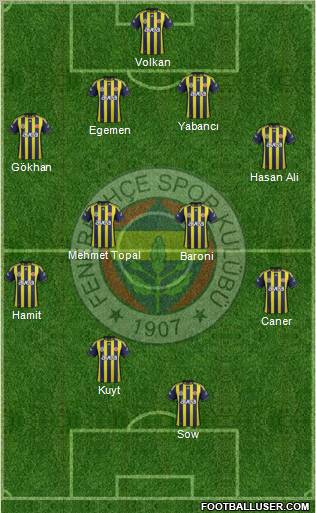 Fenerbahçe SK Formation 2012