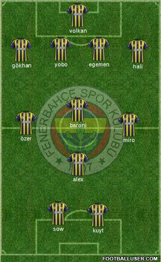 Fenerbahçe SK Formation 2012