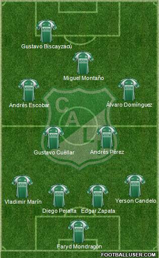 AC Deportivo Cali 4-3-1-2 football formation