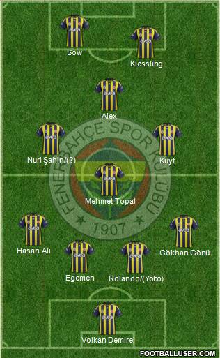 Fenerbahçe SK Formation 2012