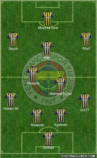 Fenerbahçe SK Formation 2012