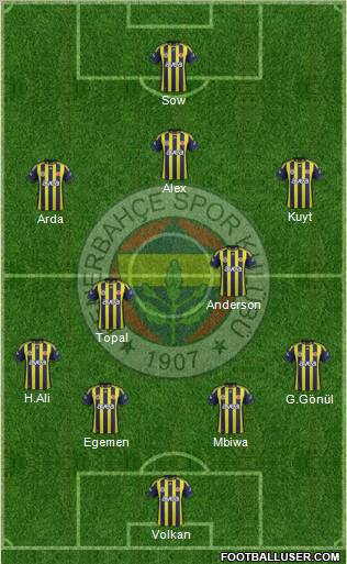 Fenerbahçe SK Formation 2012