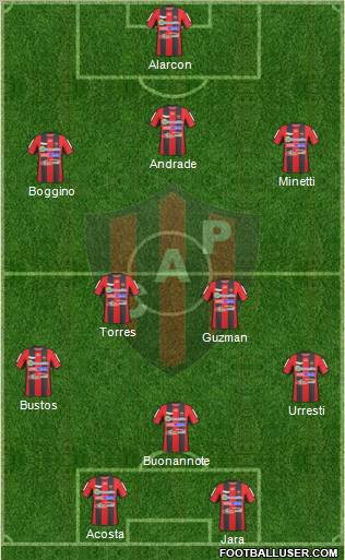 Patronato de Paraná 3-4-1-2 football formation