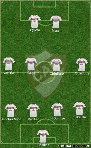 Platense 4-4-2 football formation