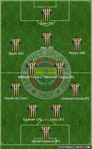Fenerbahçe SK Formation 2012
