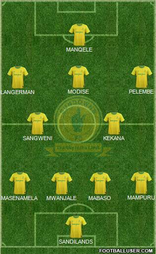 Mamelodi Sundowns 4-2-3-1 football formation