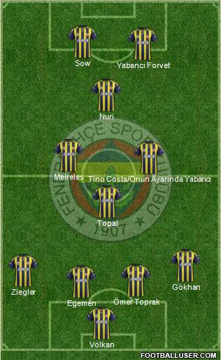 Fenerbahçe SK Formation 2012