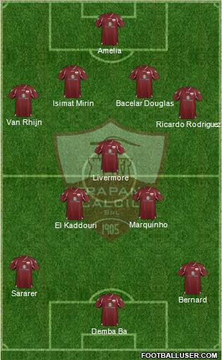 Trapani 4-3-3 football formation