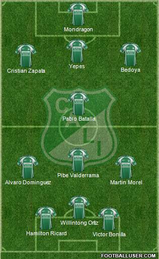 AC Deportivo Cali 3-4-3 football formation