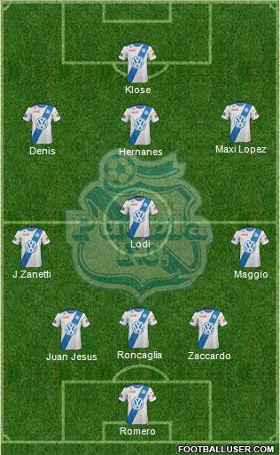 Club Puebla de la Franja 3-4-2-1 football formation