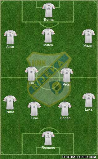 HNK Rijeka 4-1-3-2 football formation