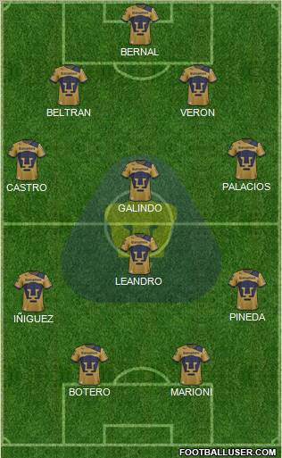 Club de Fútbol Universidad Formation 2012