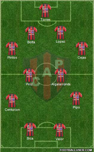 Patronato de Paraná 4-2-2-2 football formation