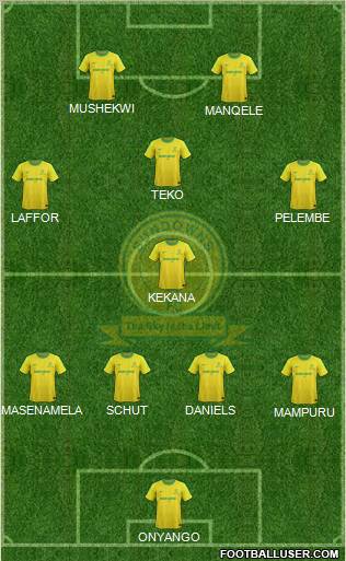 Mamelodi Sundowns 4-4-1-1 football formation