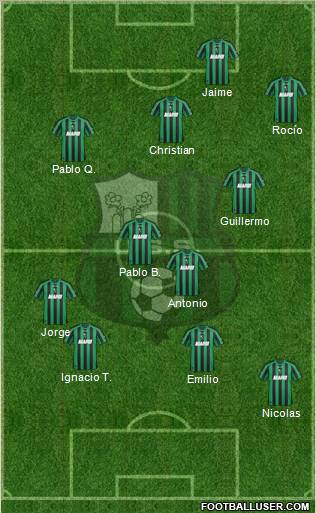 Sassuolo 5-3-2 football formation