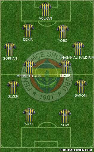 Fenerbahçe SK Formation 2012