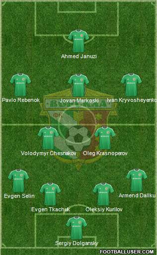 Vorskla Poltava 4-2-3-1 football formation