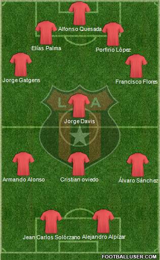 Liga Deportiva Alajuelense 4-1-3-2 football formation