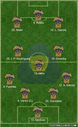 Club de Fútbol Universidad Formation 2013