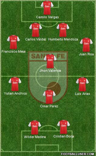 Santa Fe CD 4-3-1-2 football formation