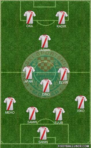 HSK Zrinjski Mostar 3-5-2 football formation