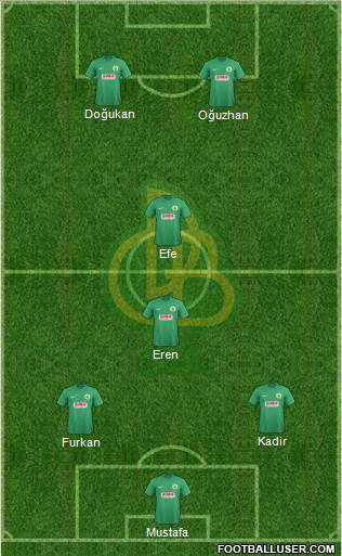 Darica Gençlerbirligi 3-4-3 football formation