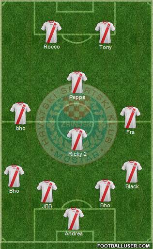 HSK Zrinjski Mostar 4-2-1-3 football formation