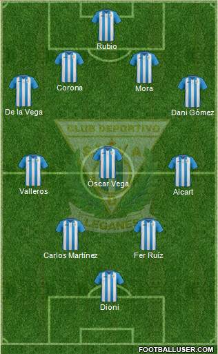 C.D. Leganés S.A.D. 4-3-2-1 football formation