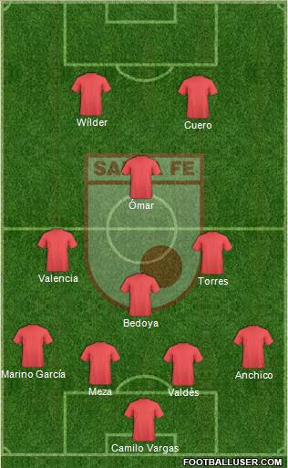 Santa Fe CD 4-3-1-2 football formation