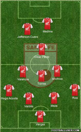 Santa Fe CD 4-3-1-2 football formation