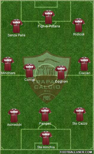 Trapani 3-4-3 football formation