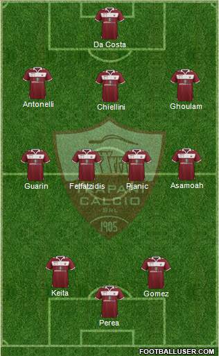 Trapani 3-4-3 football formation