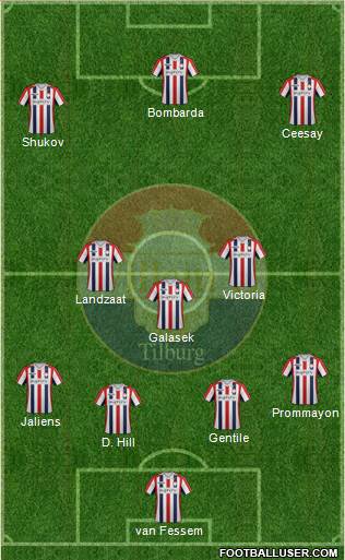 Willem II 4-1-3-2 football formation