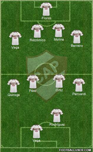 Platense 4-4-2 football formation