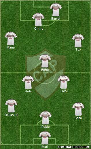 Platense 3-5-1-1 football formation
