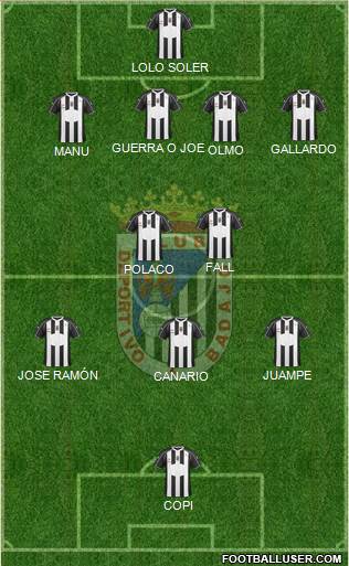 C.D. Badajoz S.A.D. 4-2-3-1 football formation