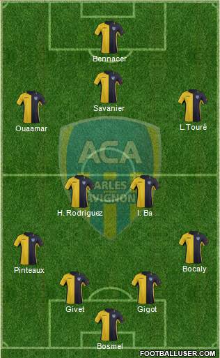 Athlétic Club Arles-Avignon 4-2-3-1 football formation