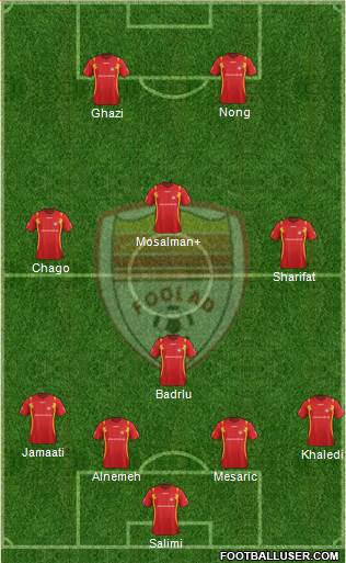 Foulad Khuzestan 4-1-3-2 football formation