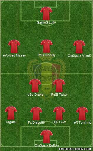 Belgium 4-2-3-1 football formation
