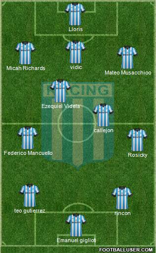 Racing Club 3-4-3 football formation