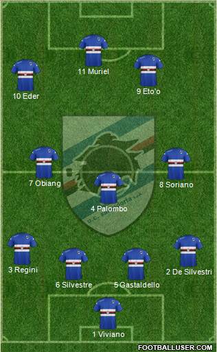 Sampdoria 4-3-3 football formation