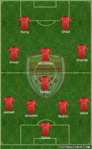 Foulad Khuzestan 4-1-3-2 football formation