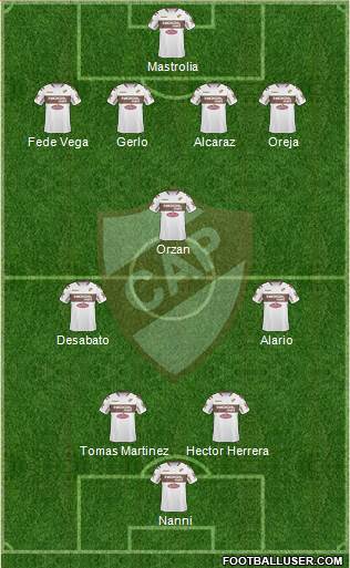 Platense 4-1-2-3 football formation