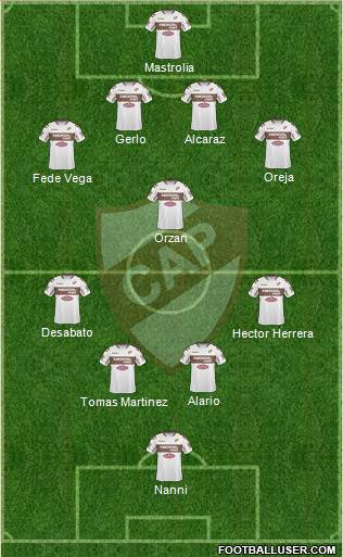 Platense 4-5-1 football formation