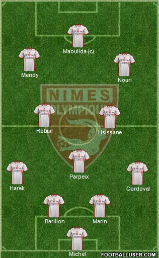 Nîmes Olympique 4-3-3 football formation