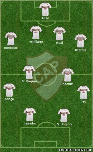 Platense 4-4-2 football formation