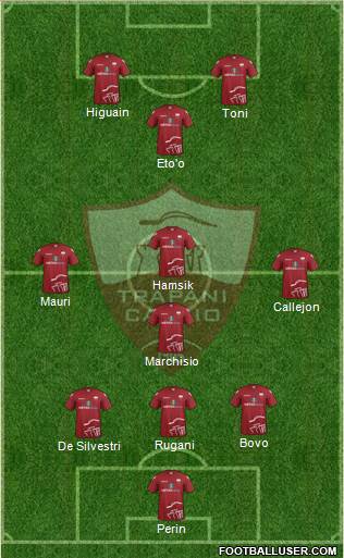 Trapani 3-4-1-2 football formation