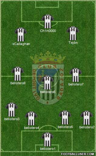 C.D. Badajoz S.A.D. 4-3-3 football formation