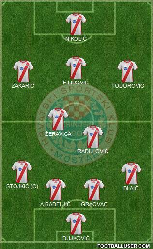 HSK Zrinjski Mostar football formation